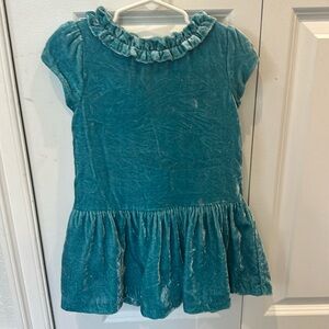 Janie and Jack velour dress holiday girl teal